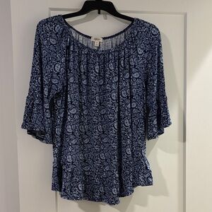 Style & Co. Navy Floral Blouse